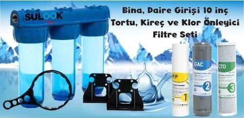 Bina,daire Şebeke Girişi 10 Inç Tortu,kireç ve Klor Önleyici Üçlü Filtre