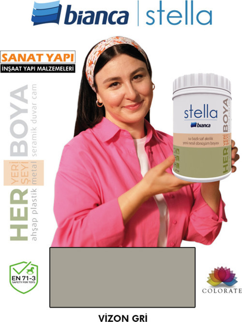 Stella Su Bazlı Saf Akrilik Boya Vizon Gri