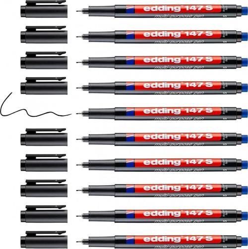 147 S 0.3 mm Silgili Permanent Asetat Kalemi Siyah 10'lu Kutu