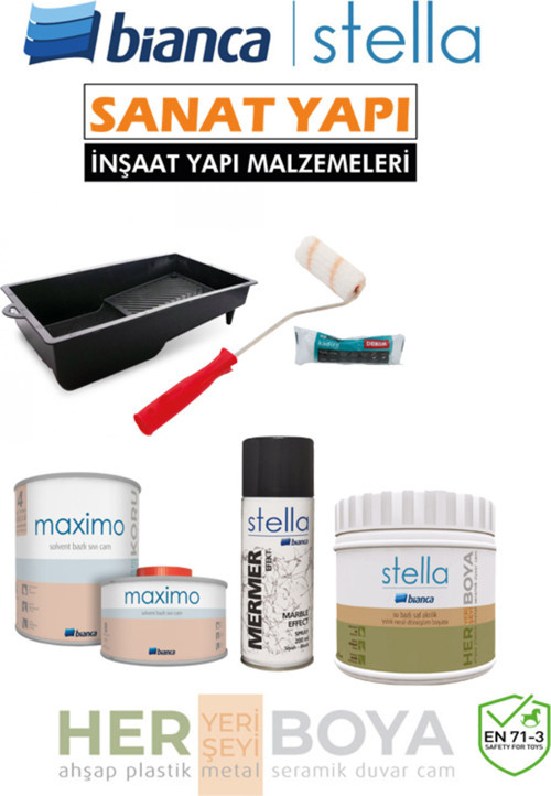 Set 500Ml - Beyaz Boya + Siyah Mermer Effekt Sprey + Maximo Sıvı Cam Parlak