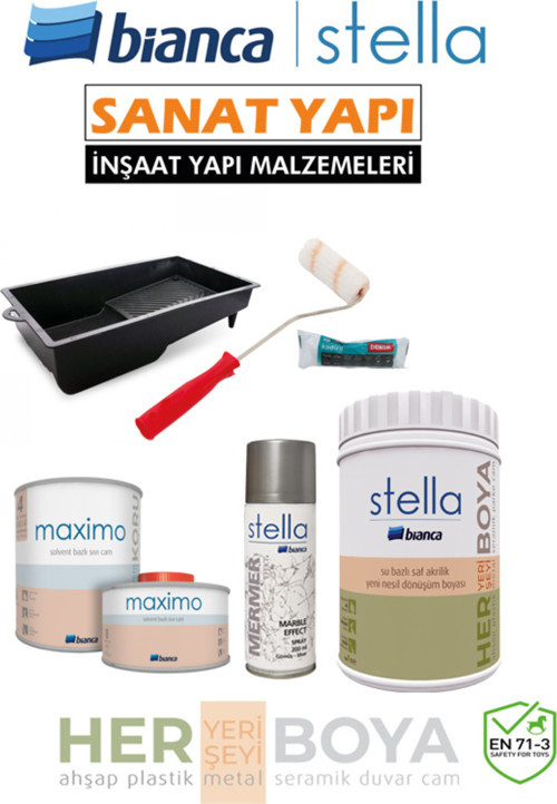 Stella Yeni Set Gümüş Mermer Efektli 1Lt