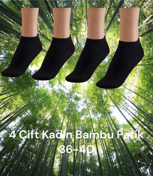 Kadın Patik Beyaz Çorap Dikişsiz 4 Çift Siyah Beyaz Karışık Renkler