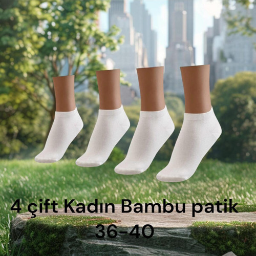 Kadın Beyaz Çorap Dikişsiz Görünmez Bilekte Spor Çorap Premium 4 Çift