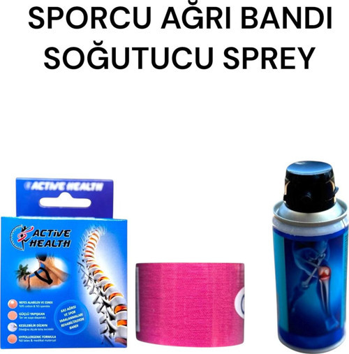 Pembe Kinezyo Sporcu Bandı Ağrı Bandı 5 Metre X 5 Soğutucu Sprey Seti 150 ml