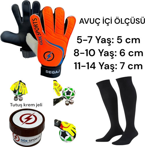 Çocuk Kaleci Eldiveni Tutuş Kremi Futbol Çorabı Bilek Bandajlı Kaleci Eldiveni