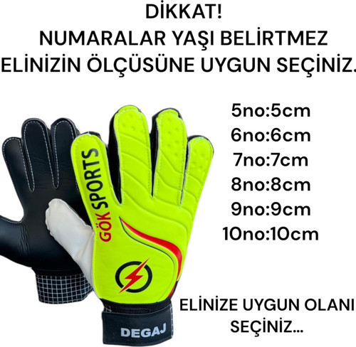 DEGAJ Yetişkin Big Çocuk Kaleci Eldiveni Junior Kidz Goalkeeper Gloves Bilek Bandajlı 5-6-7-8-9-10