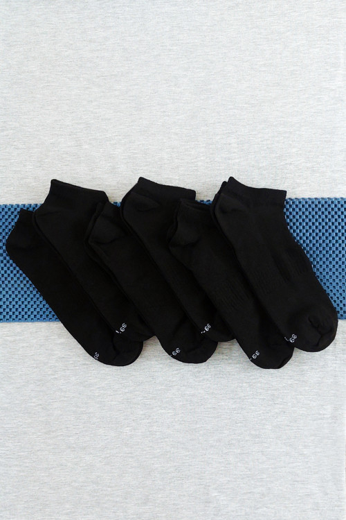 File Örgü Unisex 6'lı Patik Çorap SİYAH