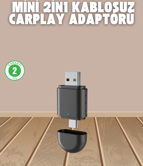 Kablosuz CarPlay Adaptörü – USB-A & Type-C Uyumlu Hızlı Bağlantı Cihazı