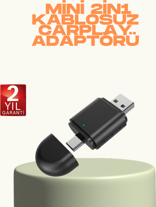 Kablosuz CarPlay ve Android Auto Adaptörü – USB-A & Type-C Girişli Akıllı Dönüştürücü