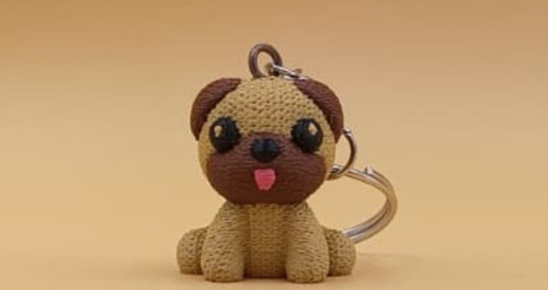 Örgü Desenli Pug Köpek Anahtarlık