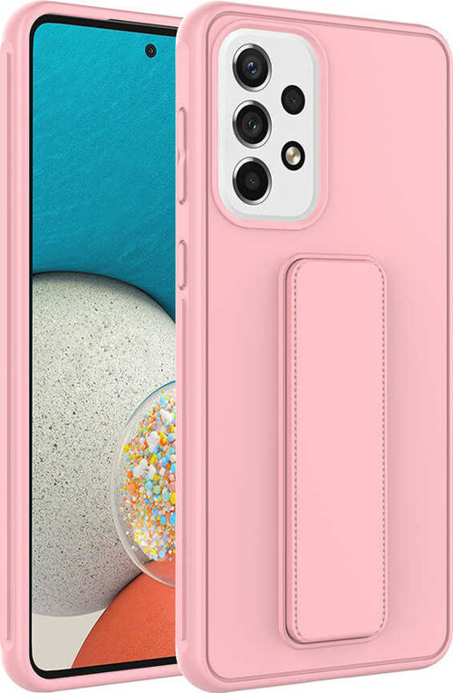 Galaxy A73 Kılıf MSRA Qstand Kapak - Pembe
