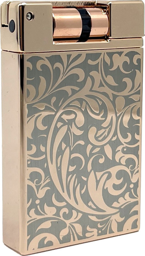 Rose Gold & Gri Floral Desenli Pürmüz Alevli Özel Seri Çakmak