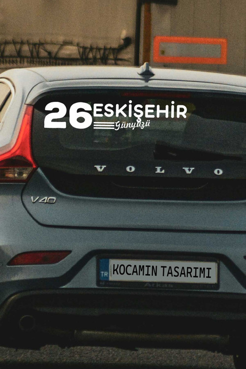 Eskişehir 26 Günyüzü Minimal Plaka Kod Sticker Şehir Temalı 40x8 cm Araç Sticker