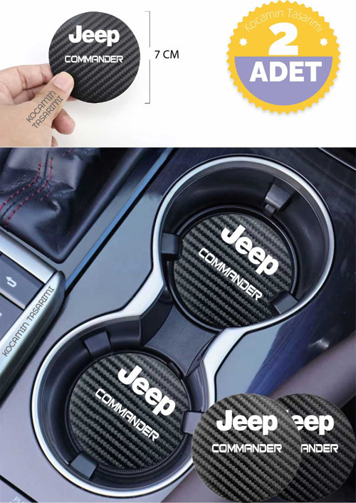 Jeep Commander Aracınıza Karbon Desenli Araç Bardak Altlığı Jeep Commander İç Mekanı İçin 7 cm Şık Tasarım 2 Adet