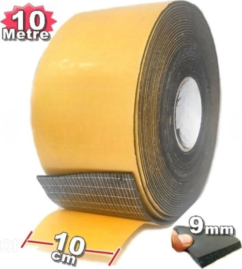 Araç Oto Ses Isı Yalıtım 10cm x 10mt 9mm Yapışkanlı Kauçuk Izolasyon Malzemesi Yalıtım Bandı