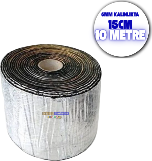 Araç Oto Ses Isı Yalıtım Bandı Folyolu Kauçuk Sünger 15cmx10metre 6mm Yapışkanlı