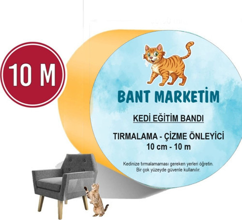 Kedi Caydırıcı Eğitim Bandı, Mobilyalar Için Tırmalamaya Karşı Önleyici, %100 Şeffaf10 Cm X 10 Mt