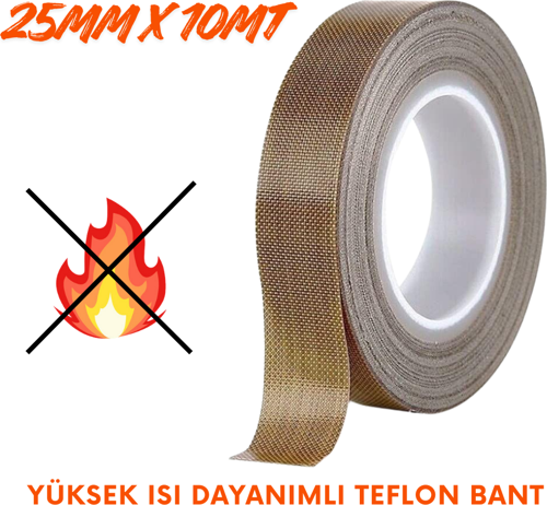 Yüksek Isı Dayanımlı Yapışkanlı Teflon Bant 25mmx10mt
