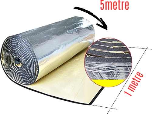 Araç Oto Ses Yalıtımı Alüminyum Folyolu Araç Ses Yalıtım Şiltesi 9mm 100x500cm