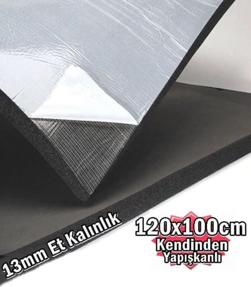 Araç Oto Ses Isı 13mm Kauçuk Izolasyon Karavan Yalıtım Malzemesi 120cmx100cm Levha Yapışkanlı