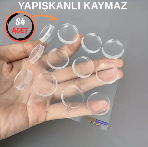 Mobilya Dolap Kapağı Ses Önleyici Cam Kesme Tahtası Ayağı Şeffaf Yapışkanlı Stoper Ayak 84 Adet