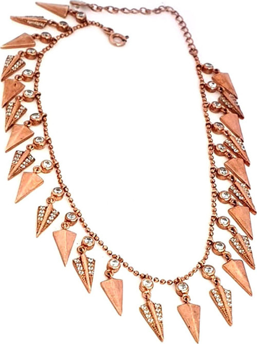 Zirkon taşlı 925 ayar gümüş rose trend halhal