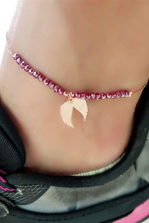 Melek Kanadı Figürlü Gümüş Rose Halhal