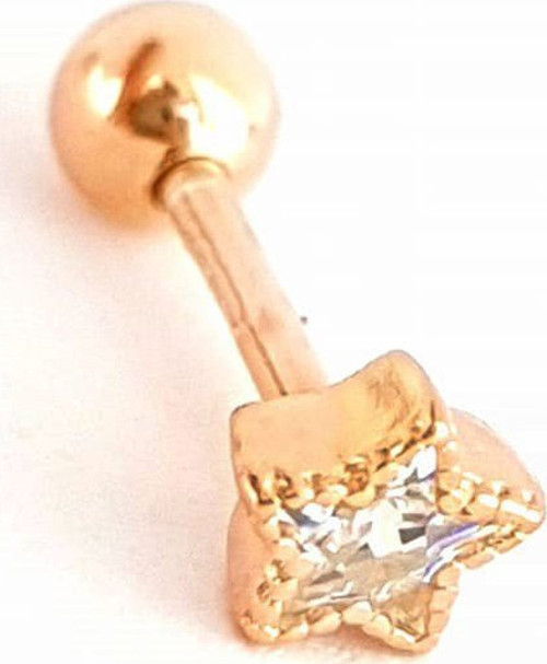 Zirkon Taşlı 925ayar Gümüş Rose Yıldız Tragus tek piercing