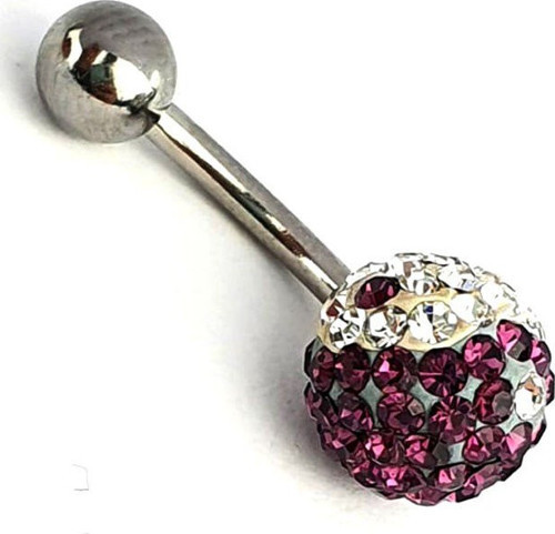 Mor Beyaz Swarovski Taşlı Çelik Birliği Yin Yang Göbek Piercing
