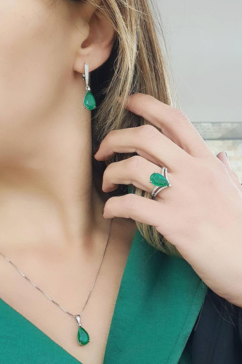 Sky Diamond Green Creative rubies zümrüt set takım