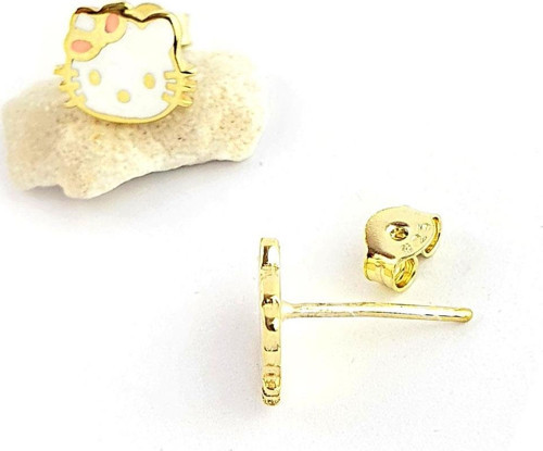 Hello Kitty 925ayar Gümüş Üzerine Altın Kaplama Çocuk Küpesi