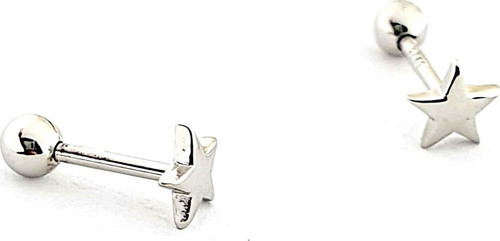 Yıldız Figürlü 925ayar Gümüş Tragus Kıkırdak Piercing