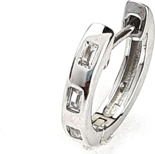 Baget Zirkon Taşlı 925ayar Gümüş İtalyan Tasarımı Erkek Tek küpe cap 1.2 cm