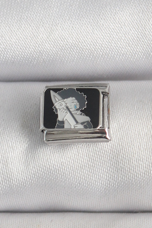 316L Çelik Gümüş Renk Siyah İşlemeli Portre Model Nomination Charm - TJ-BC1385