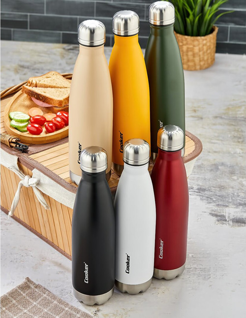 500ML RENKLİ ŞİŞE TERMOS PASLANMAZ ÇELİK - KAYDIRMAZ TPR TABAN (Timya/Go1395) 200755