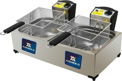 8 8 Litre Çiftli Elektrikli Kapaklı Sanayi Tipi Fritöz Makinesi Patates Kızartma Makinası