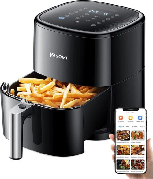 Y22 1500W 5Lt Akıllı Fritöz Siyah, Sağlıklı ve Pratik Yemek Pişirme Cihazı