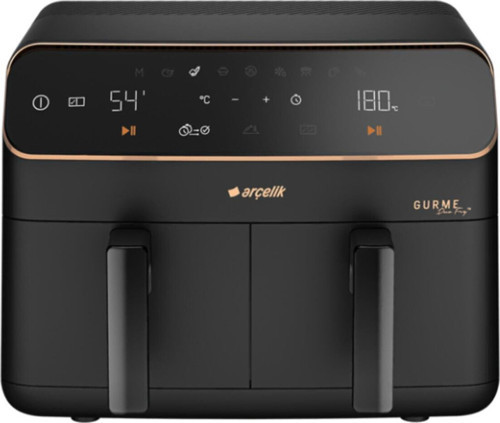 Airfryer, Çift Hazneli 2400 W 9 Porgramlı 8,5 Lt Sıcak Hava Fritözü, Siyah