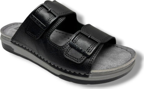 M253-0202-26 Deri Anatomik Soft Çift Bant Erkek Terlik