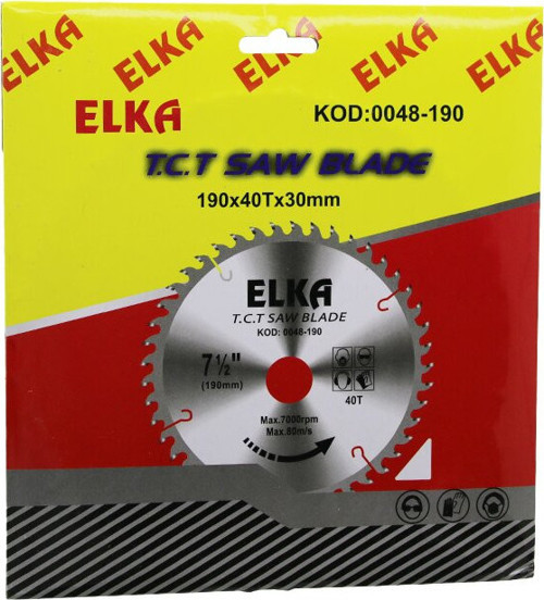 ELKA 0048-190 190 X 40T X 30MM AĞAÇ SUNTA KESİCİ DİSK (Timya/Go1395) 202014