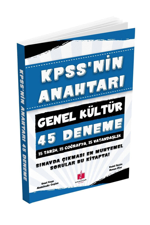 2026 Kpss'nin Anahtarı 45 Deneme - Genel Kültür Tarih Coğrafya Vatandaşlık 15X3