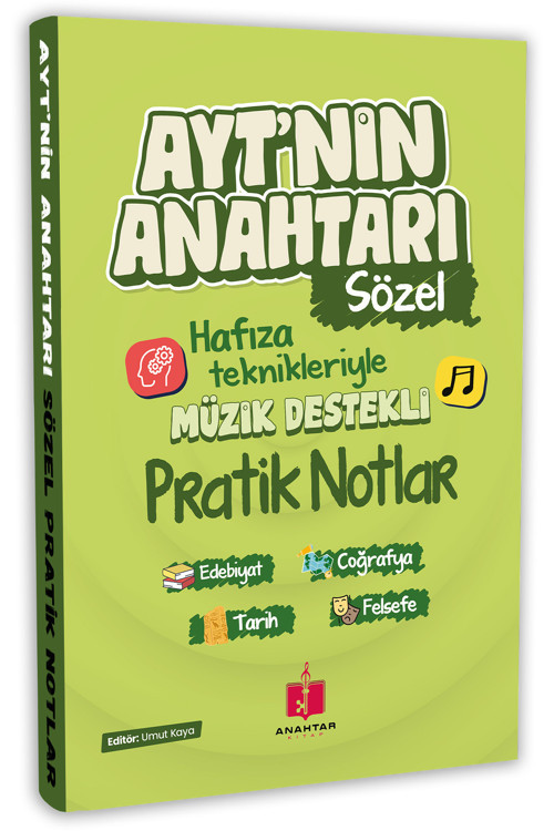 2026 Ayt'nin Anahtarı Sözel Tüm Dersler Tek Kitap Hafıza Teknikleriyle Müzik Destekli Pratik Notlar