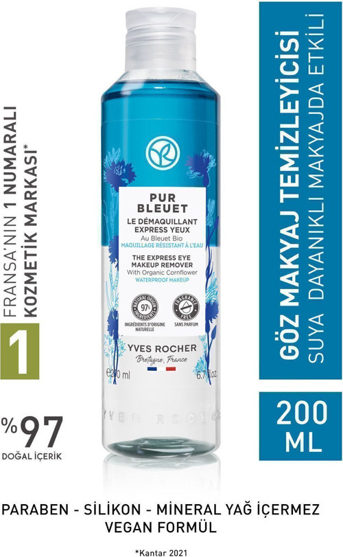 Suya Dayanıklı/Yoğun Makyaja Özel Pur Bleuet Göz Makyaj Temizleyici- 200 Ml + Isana Disk Pamuk