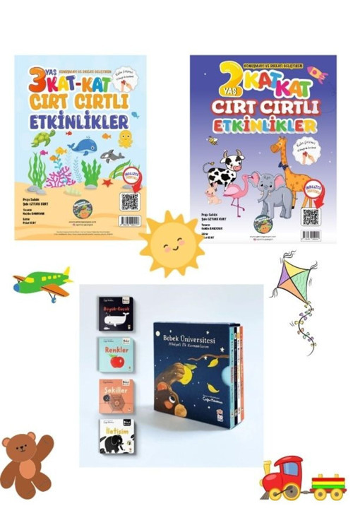 6 Kitap- İngilizce Destekli Dev Cırt Cırtlı 2 Ve 3 Yaş Kitaplar- Sincap Kitap Bebek Üniversitesi