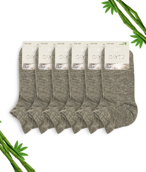 Bambu Erkek Dikişsiz Premium Patik Gri Melanj Çorap 6lı Set