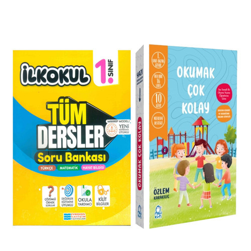 Evrensel İletişim 1.Sınıf Tüm Dersler Soru Bankası ve Mavi Kirpi Okuma Seti Okumak Çok Kolay 2 Kitap