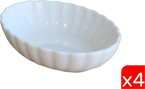 Bone Luz Krem Oval Kayık 14,5x10x3,5cm 4 lü BNLZF15OKS00