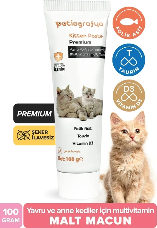 Hamile Anne Ve Yavru Kedi Için Taurin Ve Folik Asit Destekli Multivitamin Macun Kitten Paste Vitamin