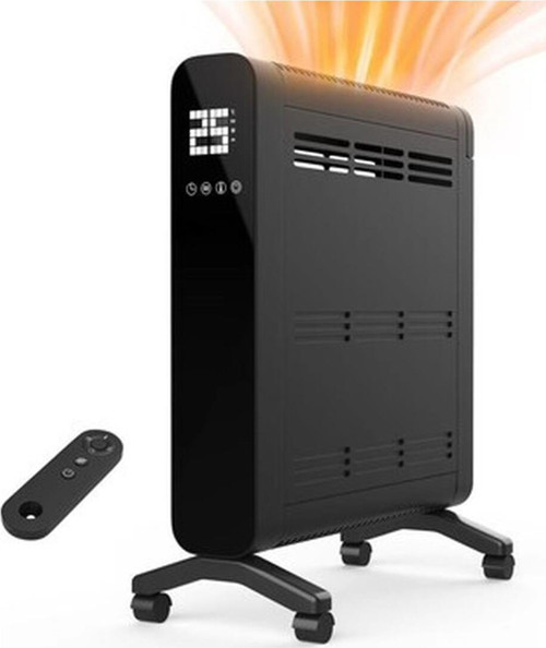 Panel Radyatör Isıtıcı Siyah 2400 Watt Dijital Flat Ekran Uzaktan Kumanda Ambians Aydınlatmalı