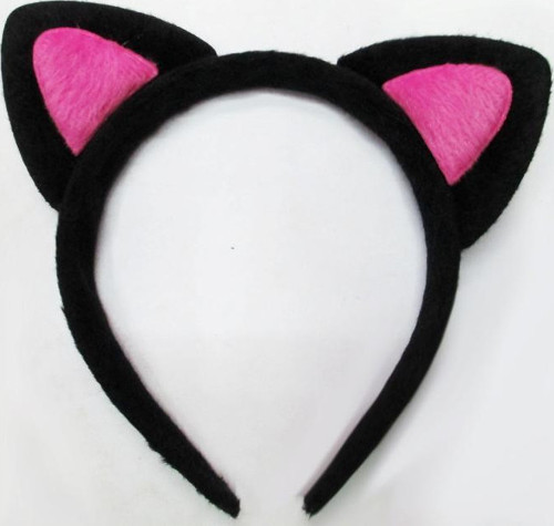 Büro Ev Ofis Etkinlik Gösteri Kedi Kostüm Tacı için 17x15CM Siyah Şeker Pembe Peluş Kulak Taç